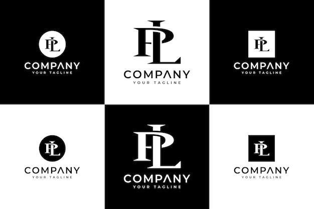 Set of letter pl logo creative design for all uses