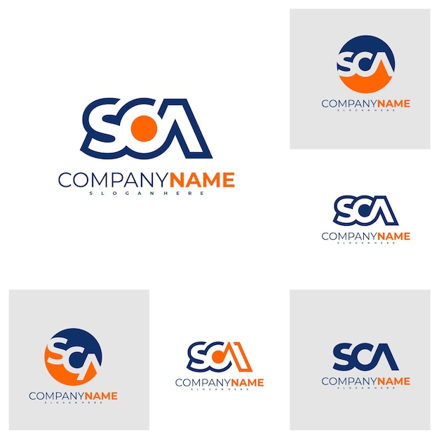 Set of Letter S C A logo design vector template Initial SCA logo concepts illustration