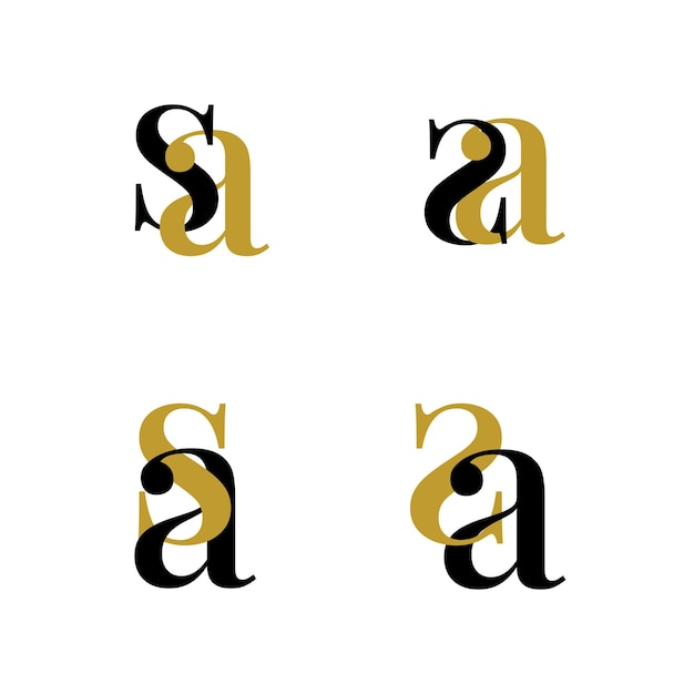 Set Letter SA AS logo monogram typhography initial vector