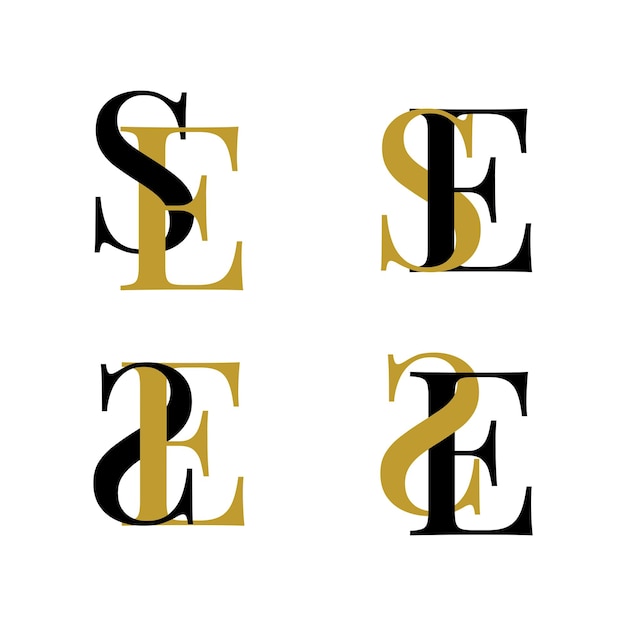 Set letter SE logo monogram typhography initial