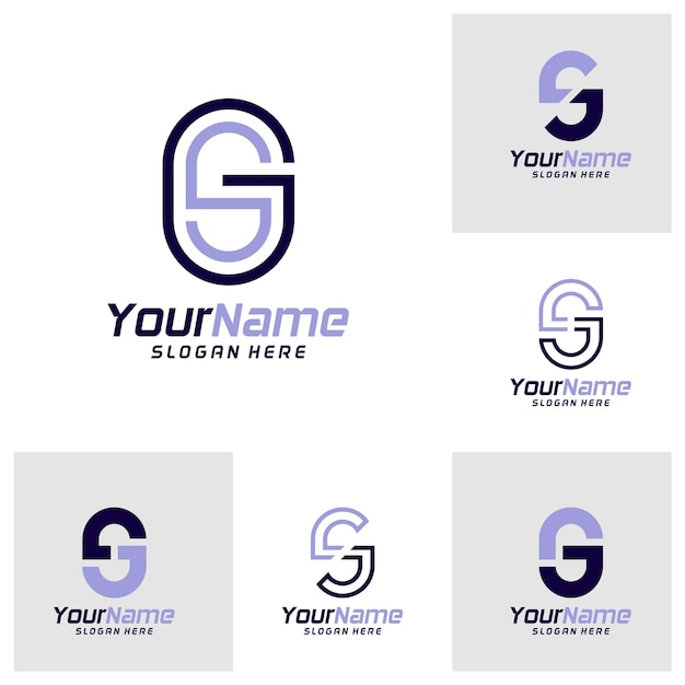 Vector set of letter sg logo design template initial gs logo concept vector creative icon symbol