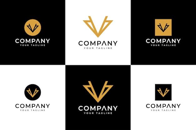 Set of letter v logo creative design for all uses