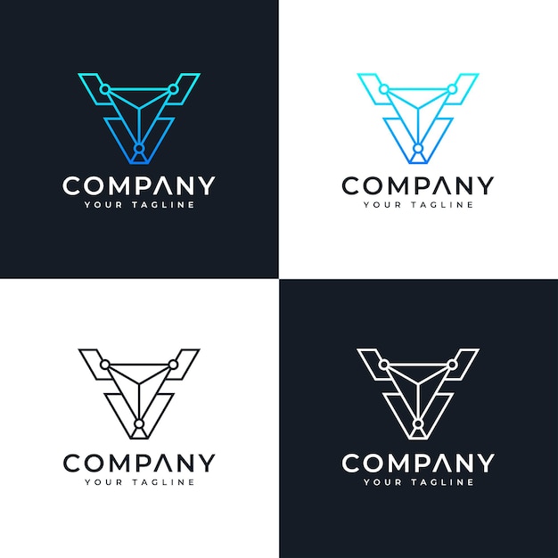 Set of letter v modern logo creative design for all uses