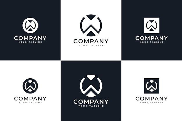 Set of letter w circle logo creative design for all uses