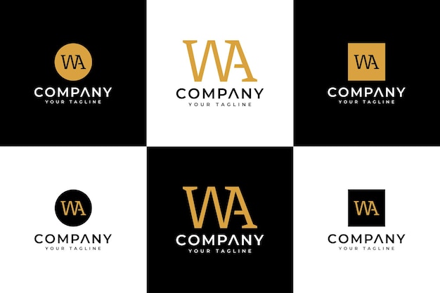 Set of letter wa logo creative design for all uses