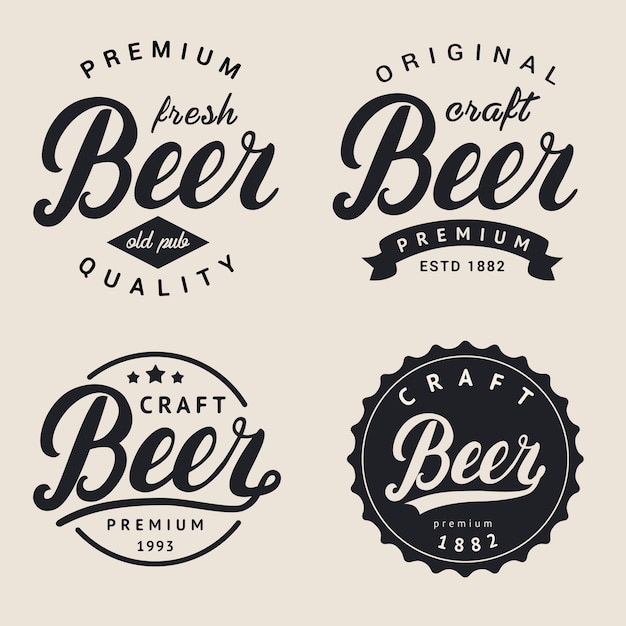 Set of lettering beer logo.