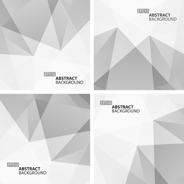 Set of Light Gray Abstract Geometric Backgrounds vector illustration