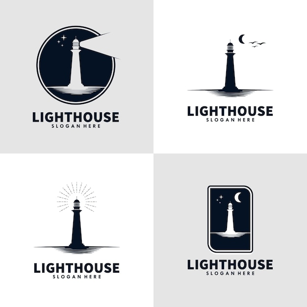 Set of Lighthouse logo design template