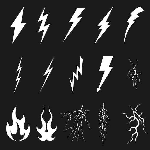 Set of lightning line icons premium pack of signs in trendy style