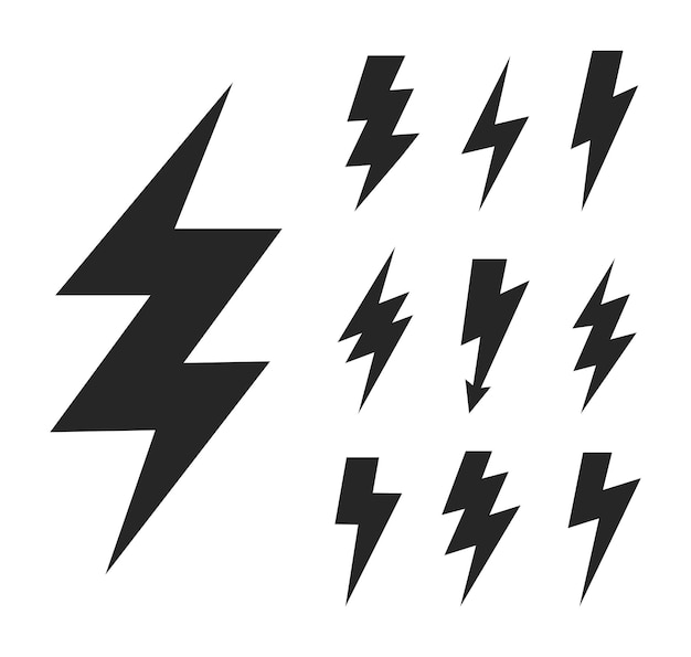 Set Lightning. Thunder bolt vector icon. Electrical sign. Thunderbolt symbol.