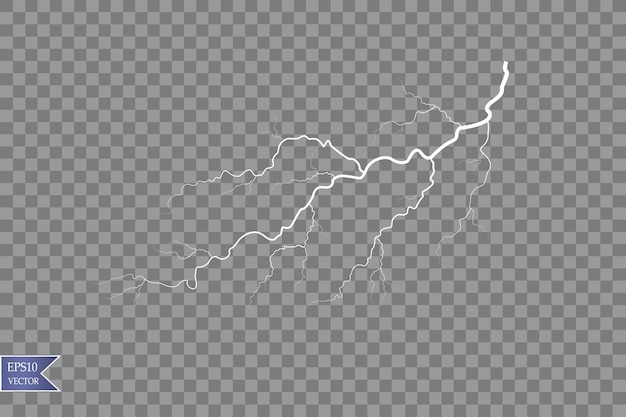 Set of lightnings. Magic and bright light effects. Vector Illustration. EPS 10