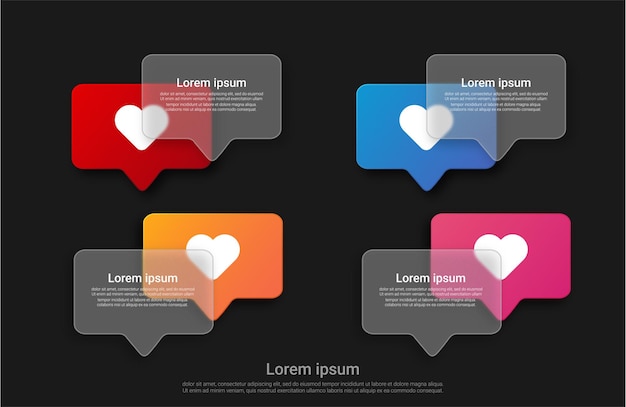 set of like icon social media concept with space for text