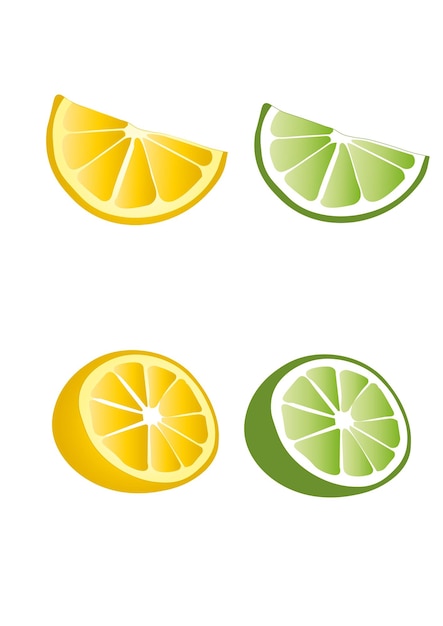 A set of limes with limes on a white background