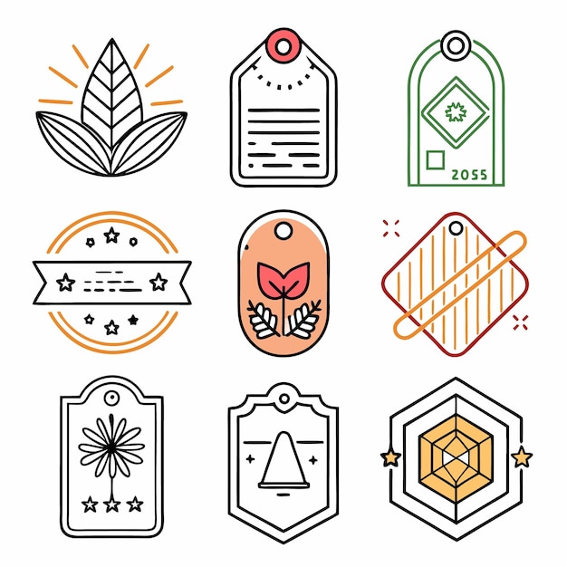 Vector set of line art badges