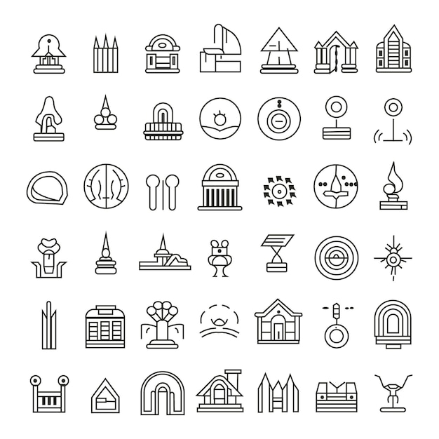 Set line icons of architectural Outline vector set