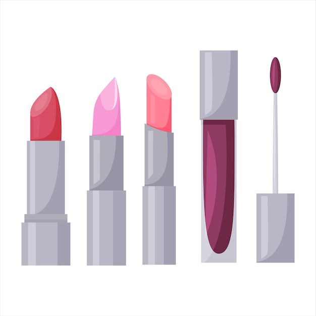 A set of lipsticks. Design elements. Vector icons.