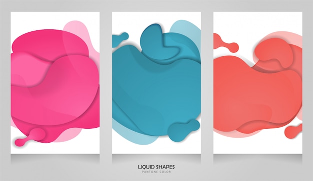 Set of liquid shapes with pantone color