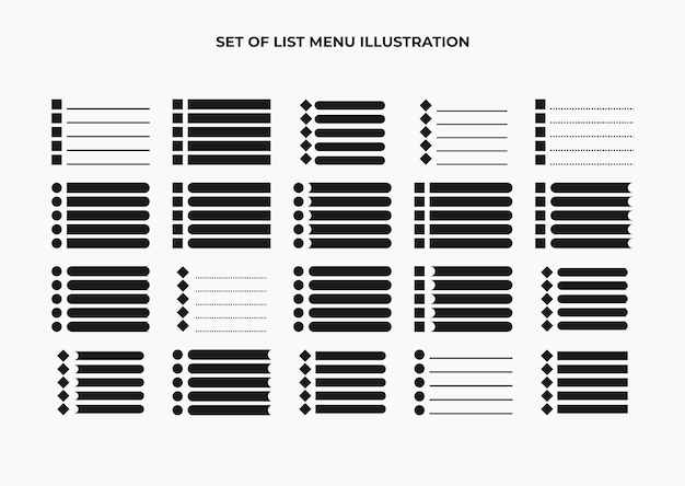 set of list menu illustration