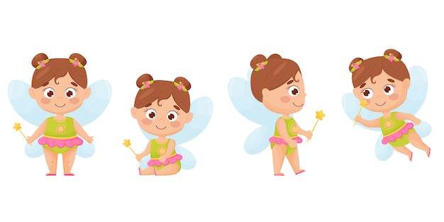 set, little fairy in different poses