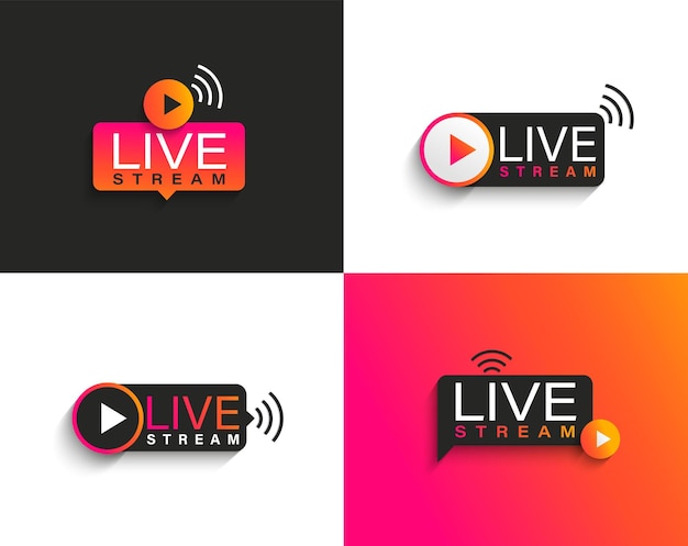 Set live stream symbols,icons with play button.