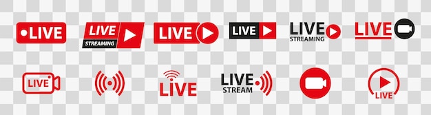 Set of Live streaming icons. Vector Illustration