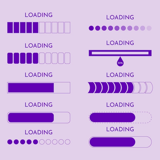 Vector set loading on monitor technology concept design hud loading process and status bars vector