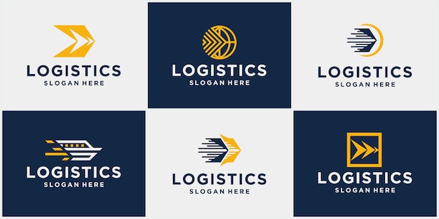 set of logistics freight forwarding logos Company logistics logos Arrow Icons Shipping Icons