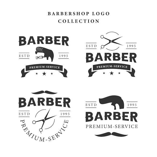 Set of logo barbershop premium service classic