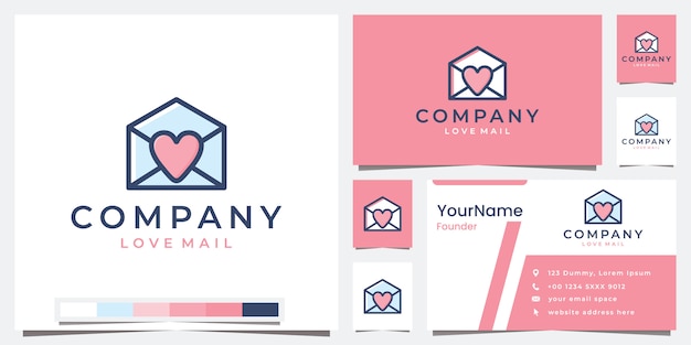 Set logo company love mail with color version logo design inspiration