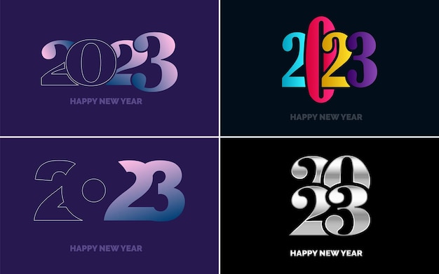 Set of logo design 2023 Happy New Year 2023 number design template Christmas decor 2023