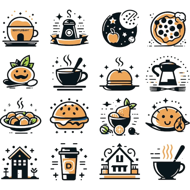 Set of logo labels stickers elements for fast food restaurant