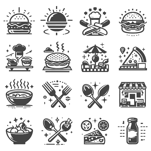 Set of logo labels stickers elements for fast food restaurant