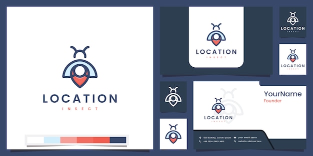 Set logo location insect with line color concept logo design inspiration