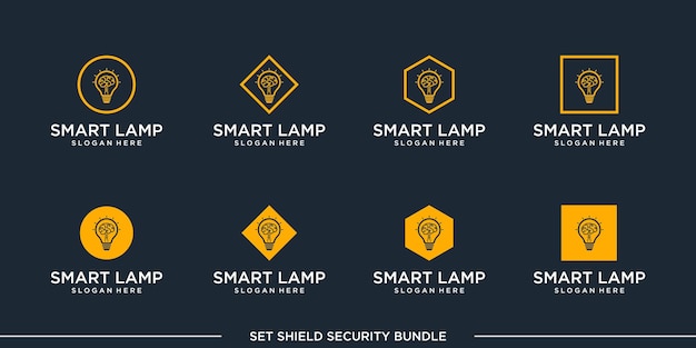 set logo smart lamp bulb bundle vector premium