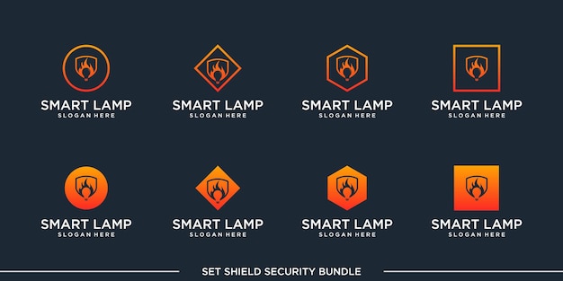 set logo smart lamp bulb bundle vector premium