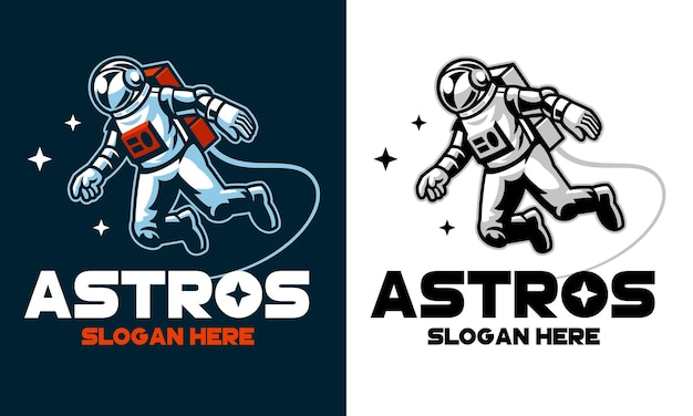 Set Logo Style design of Astronaut Floating