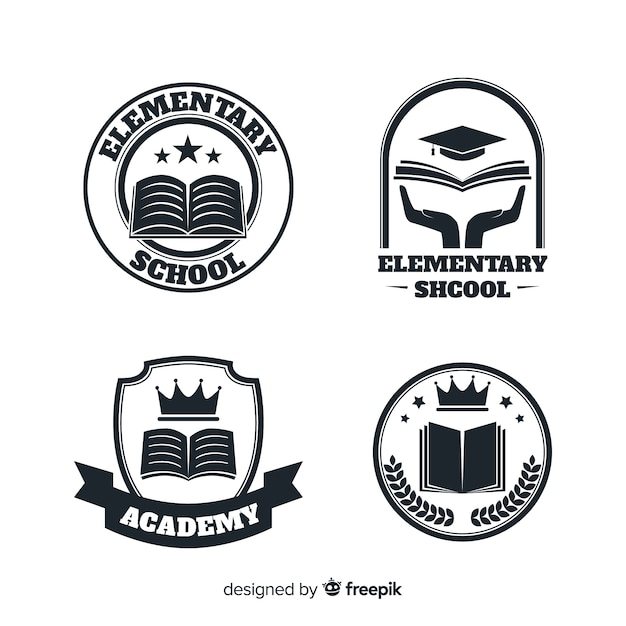 Vector set of logos or badges for academies or elementary school