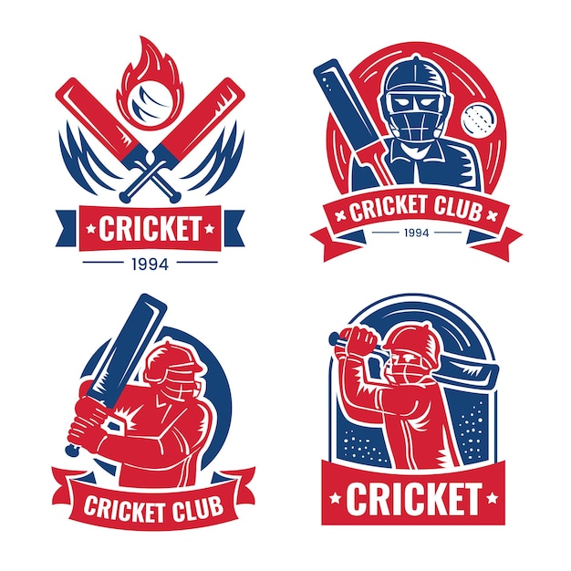 Vector a set of logos for a cricket club and a player with a sword