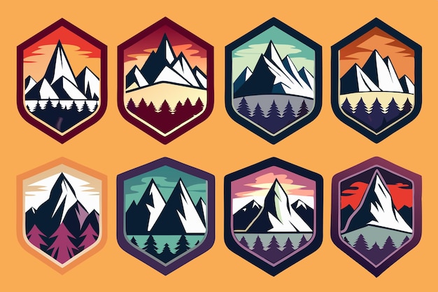 Vector a set of logos for a mountain range