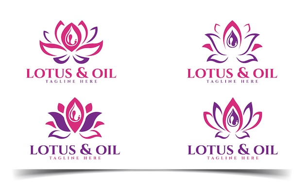 Set of lotus logo Lotus flower logo icon linear style