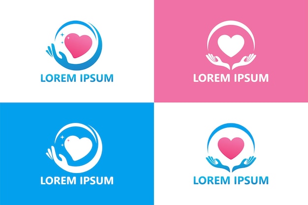 Set of love care logo template design vector