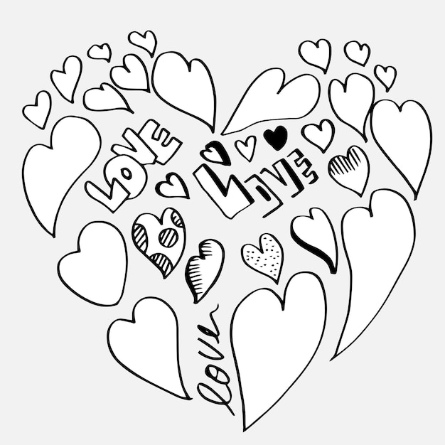 Set of love Hand drawing Doodle style for your design