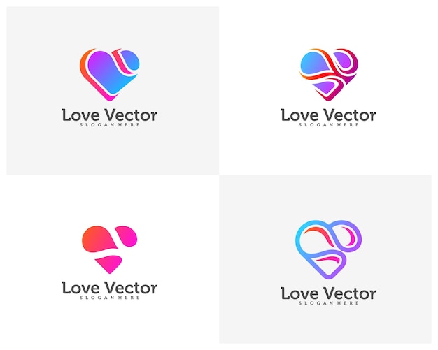 Set of Love Heart Creative logo concepts abstract colorful icons elements and symbols template Vector