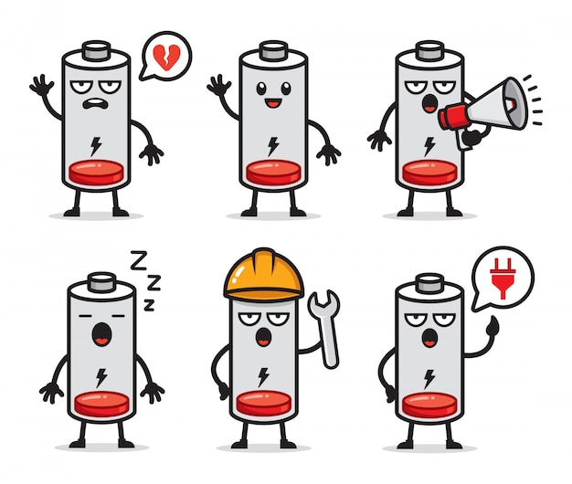 Set of low battery character design