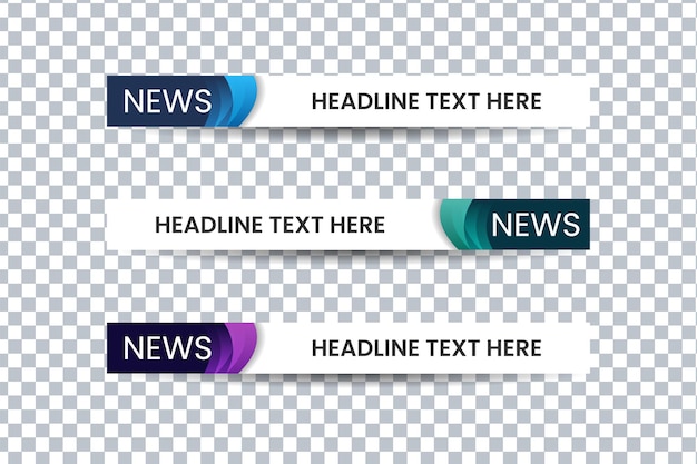 Set of lower third vector design banner with blue green and purple shape overlay strip color