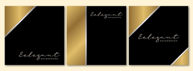 Vector set of luxurious square golden background for invitation or social media template