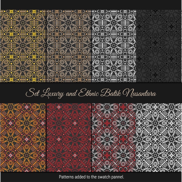 Set Luxury and Ethnic Batik Nusantara. Indonesian batik pattern.