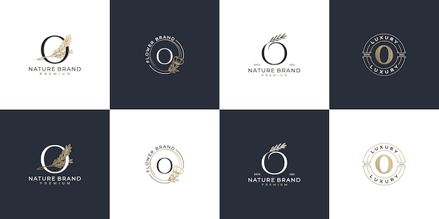 Set of luxury feminine initial letter logo template