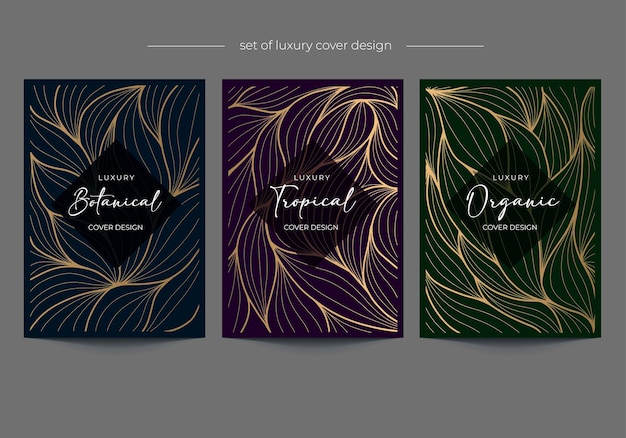 Set of luxury floral cover design vector