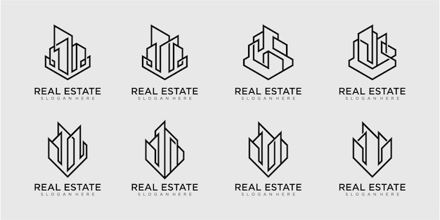 set of Luxury monogram architecture vector Logo can be used for brand construction real estate a